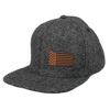 Herringbone Wool Custom Snapback Hat | Classic 5-panel, charcoal grey herringbone wool blend snapback hat. Make it your own with a custom patch! | LB Threads