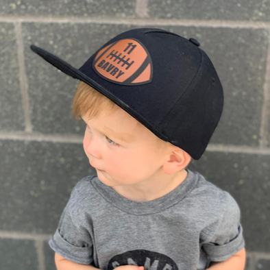 Boys of Fall Black CUSTOM Hat | Black hat with custom rawhide football patch with player's name and number | LB Threads