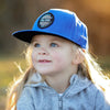LB Threads Connor, a blue classic snapback hat for baby, toddler, kid with Full Send patch