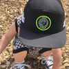 Otto Checkers or Wreckers Snapback Hat | The raddest checkered hat you’ve ever seen is a black 7-panel, cotton hat with a mesh back and features two white stripes on the side, a checkered pattern under the brim, and a "Checkers or Wreckers" patch with a shaka and a pop of neon | LB Threads