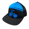 LB Threads BMX, a 7-panel snapback trucker hat for baby, toddler, kid, BMX riders