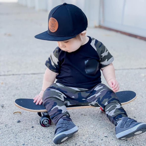 LB Threads Athens, a rad black classic snapback hat for baby, toddler, kid skateboarders