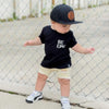 LB Threads Athens, a rad black classic snapback hat for baby, toddler, kid